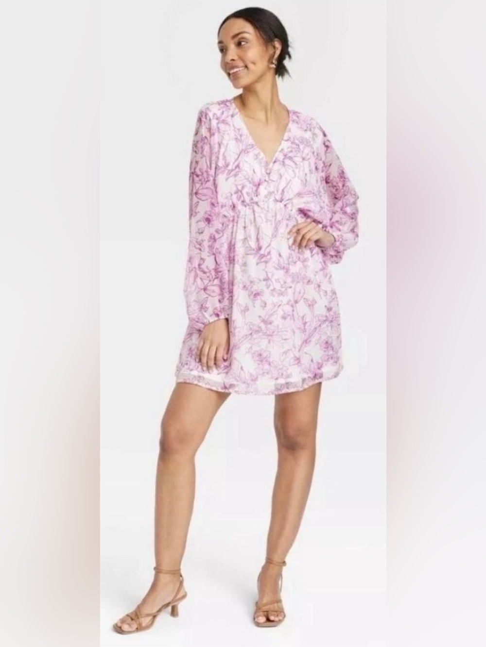 A new day Pink Floral Long-Sleeve dress